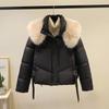 Cotton clothes women's 2025 new short thickened large fur collar padded jacket bread jacket winter down padded jacket