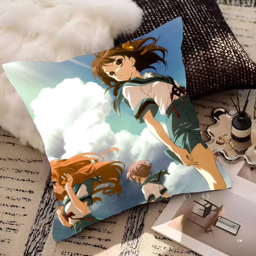 Аниме H-Харухи Судзумия Наволочка Модная Квадратная Наволочка Спальня Диван Комната Инс Декор Досуг 12x12Inch