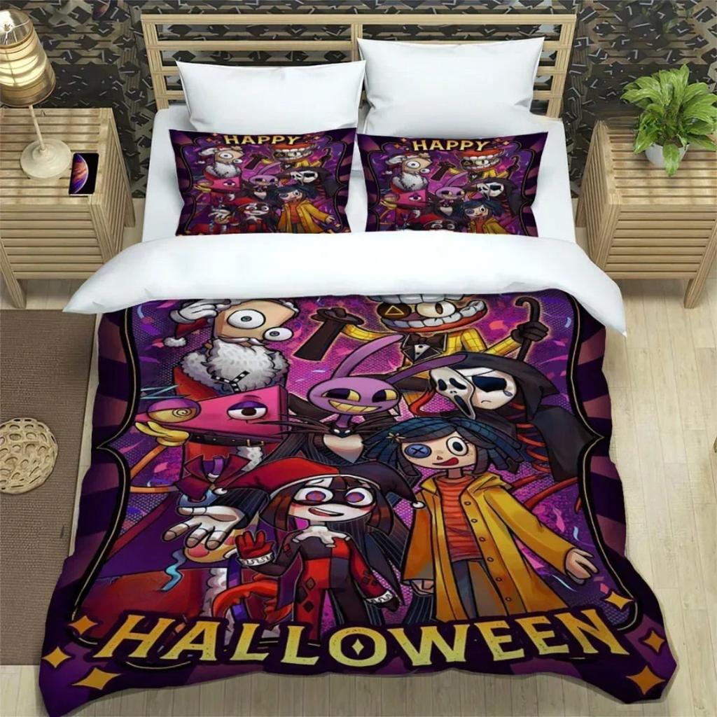 3D Print Digital Circus Bedding Sets Anime The Amazing Digital Circus Duvet Cover Set For Boys Girls Twin Queen King Size