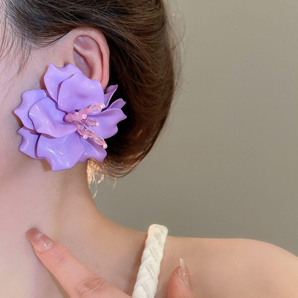 Elegant Exaggerated Petals Earrings Korean Women's Jewelry Flower Stud Earrings  Ladies/Girls