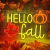 Hello Pumpkin Neon Dimmable Autumn Light for Bedroom Wall Fall Thanksgiving Decorations Party Home Front Door Harvest Gift