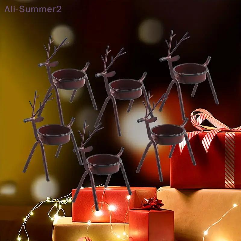 {MX} Creative Christmas Reindeer Candlestick Durable Iron Candle Holder Tea Light Holder DIY Xmas Party Home Table Decor