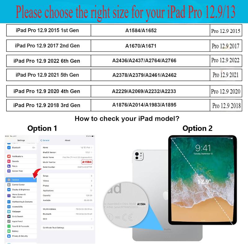 Case For Apple iPad Pro 12.9 / 360 Rotating Smart Cover iPad Air 13 12.9"-22 PU Leather Funda Tablet Shell