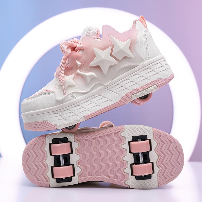 Kinder Vierrad-Sportstiefel Rollschuhlaufen Laufschuhe Kinder Sportschuhe Rollschuh-Sneaker