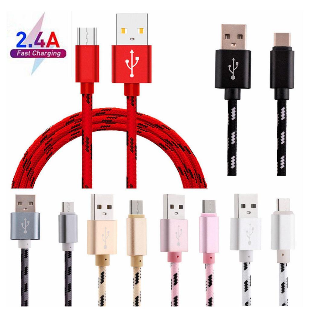 Type-C to Apple Plaid Woven Data & Charging Cable for Android Smartphones