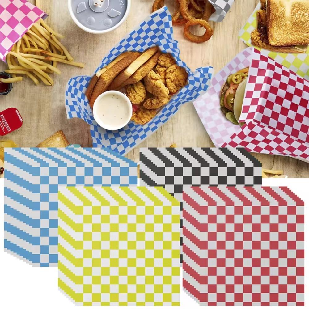 

100Pcs Square Hamburger Packaging Paper Oil-Proof Deli Basket Liners Hamburger синій