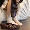 Fashion New Spring and Summer Mary Jane Shoes Women's Square Toe Shallow Mouth Outside Cross Buckle Flat Single Shoes