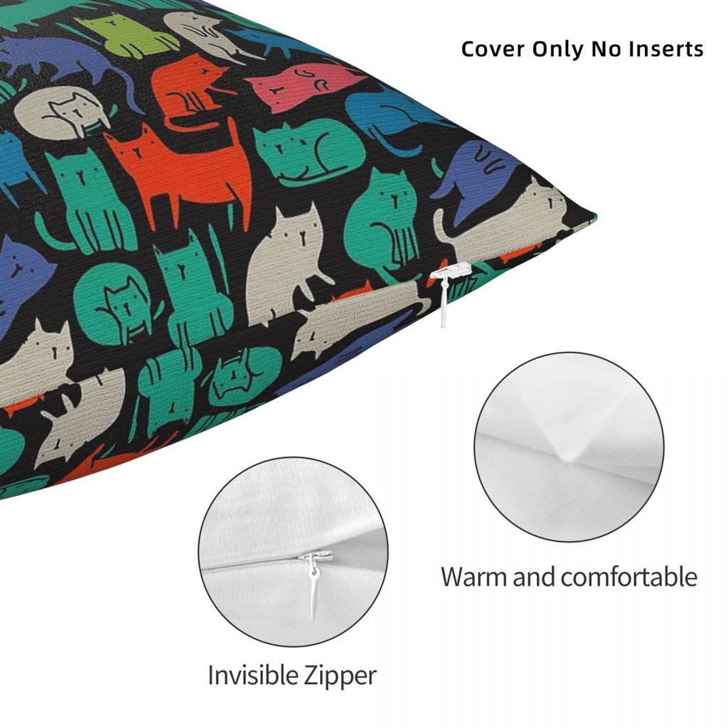 Cool Cats Cute Colorful Pet Pillowcase Polyester Linen Velvet Creative Zip Decorative Pillow Case Car Cushion Cover