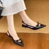 Fashion Fashion Shallow Women Low Heel Sandals Shoes Female Pointed Toe Footwear Butterfly-Knot Ladies Heeled Sandals Shoes Pumps