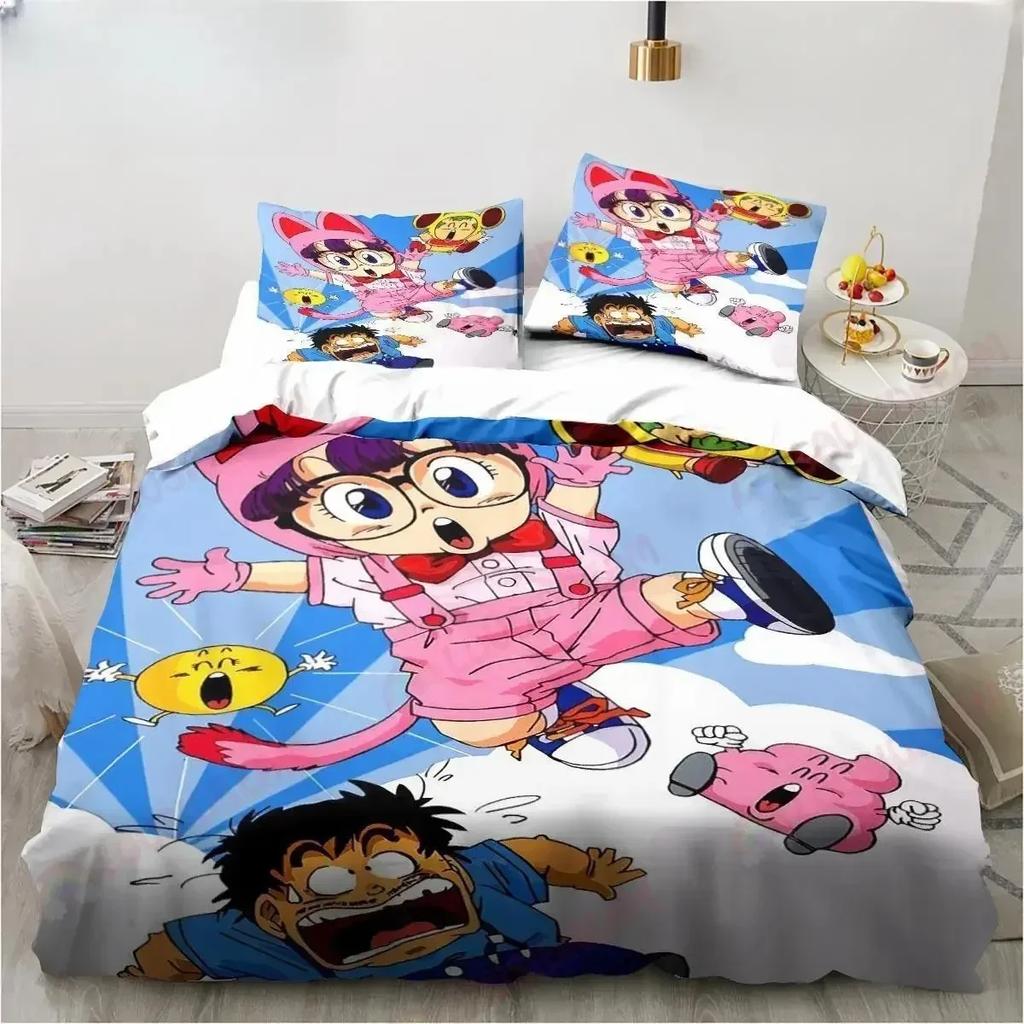 Cartoon DR S-Slump Arale Anime Bedding Set Printed Bed Set With Pillowcase Bed Duvet Cover Soft Queen King Size Bedclothes Home