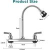 RV Kitchen Faucets,Flexible Spout RV Kitchen Sink Faucet Replacement with Two Handle-8" Main Body,High Arch-360 Swivel Replace for RV Home Campers