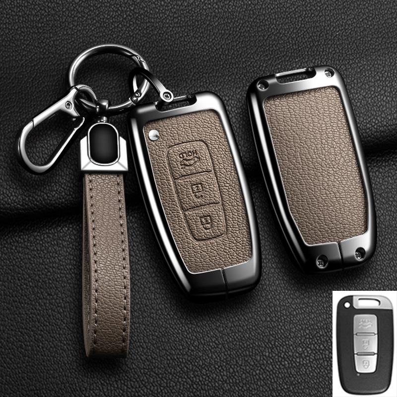 Car Remote Key Case Cover for Hyundai Genesis Coupe Sonata Ix35 for KIA Forte Sportage K2 K5 New Alloy Leather Auto Accessories