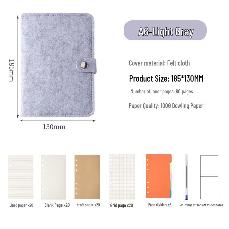 Available: A5/A6 Felt Loose-Leaf Notebook - Retro Original Planner with Buckle, Simple Stylish Stationery.