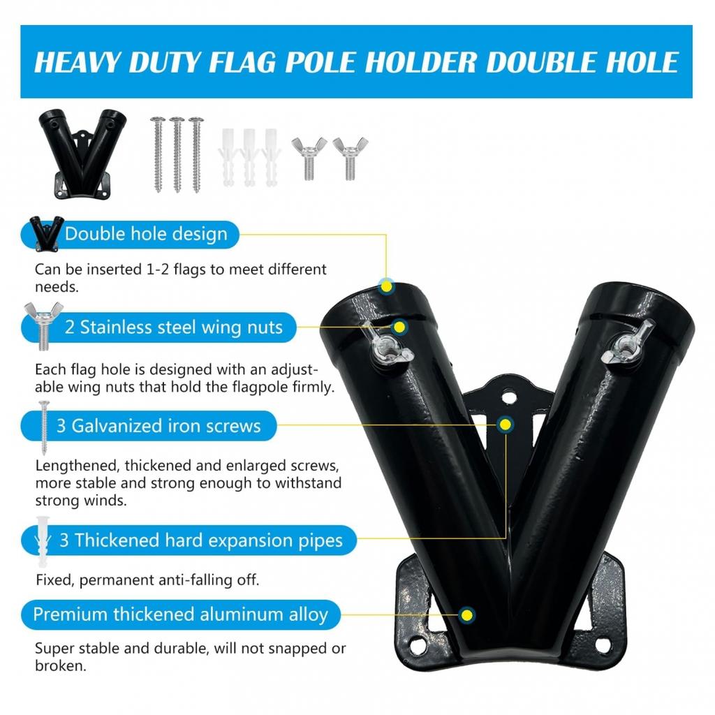 Anti-Falling Design Double Flag Holder V Shape Flag Pole Bracket