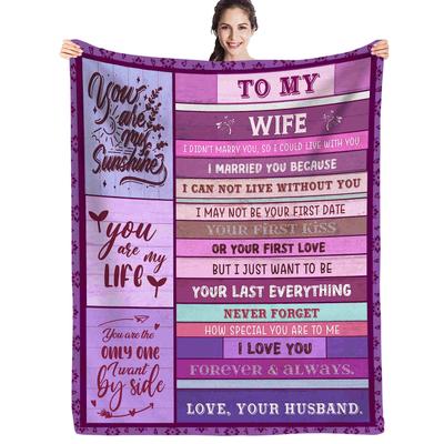 Gift for Wife Flannel Blanket Single-sided Printed Blanket Decorative Blanket