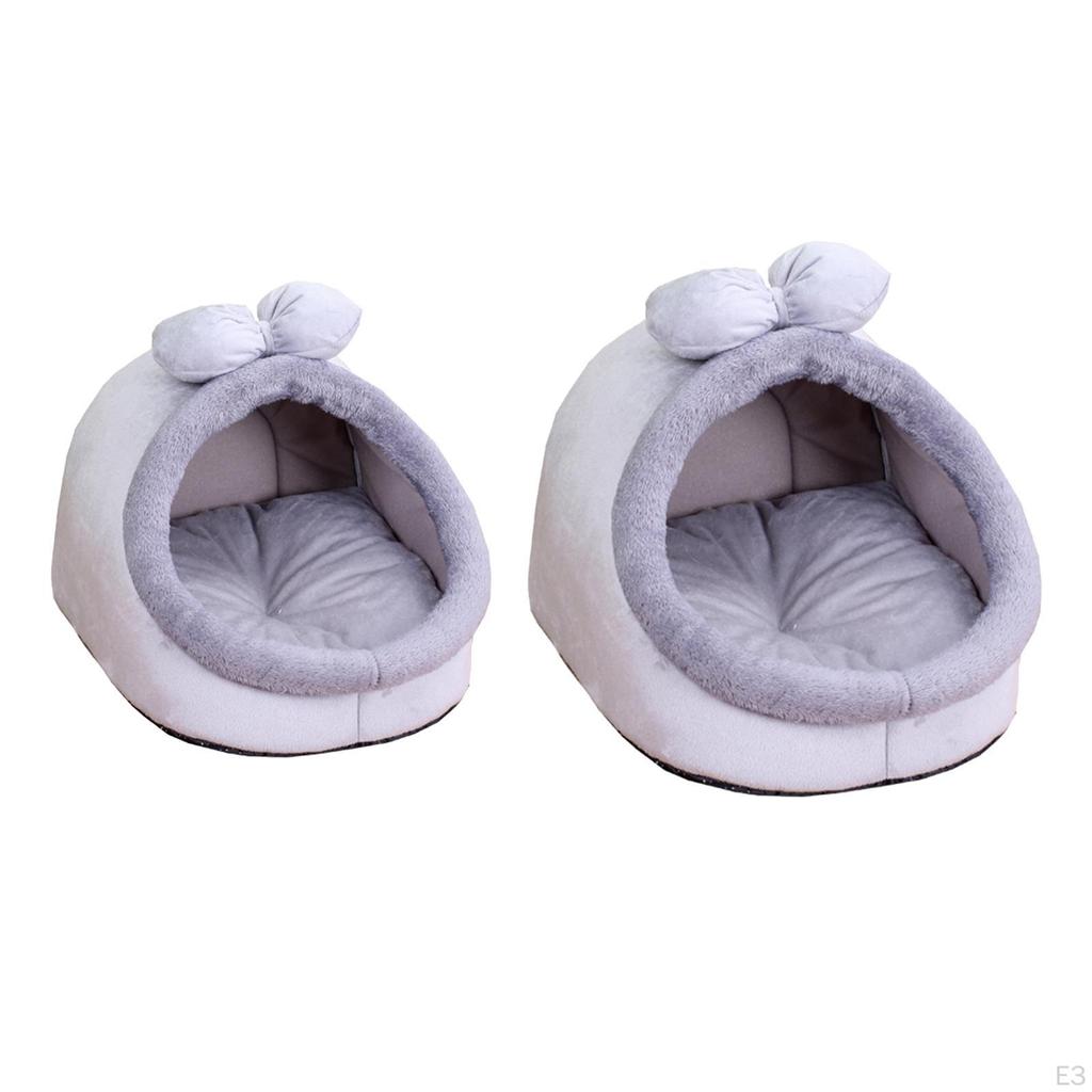 Bed Cute Enclosed Cat House Tent Comfortable Washable Cushioned Sleeping for Dogs