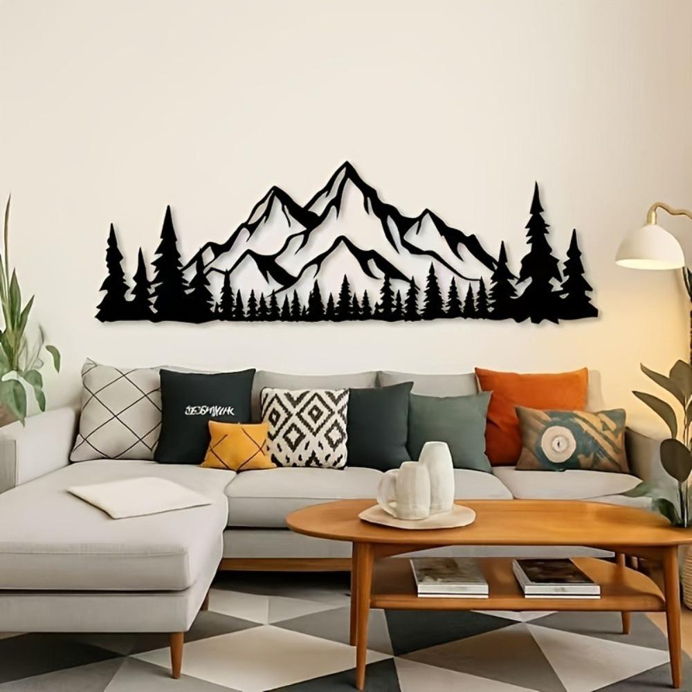 1pc Large Forest Metal Wall Art Nature Mountain Decor Modern Home Interior Natural Landscape Scene Housewarming Gift