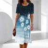 Moda damska Eleganckie piękne kwiatowe nadruki Lato Wiosna Krótki rękaw O-Neck Sukienki codzienne