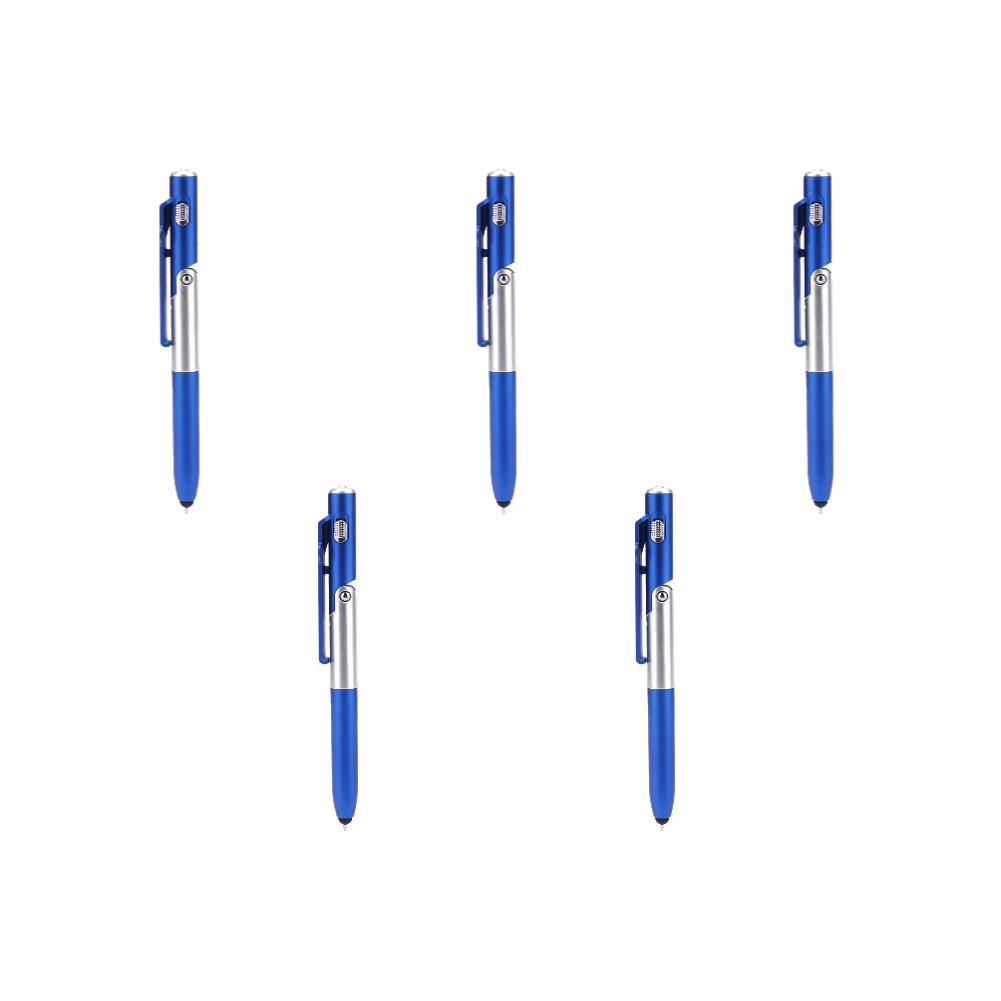 5 Stück 4 IN 1 Multifunktions-Touchpen Kugelschreiber mit LED-Licht Faltständer für Handyhalterung Nachtlesen Schreibwaren Bleistift