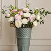 Retro Style Metal Flower Pot Vintage Buckets, Rustic Vases with Handles, Floral Containers, Wide Balcony Arrangement Holder Mouth Plant Display