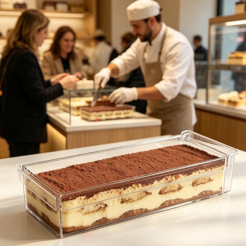 Moldes para Dar Forma a Tartas de Queso, Molde Rectangular para Hornear con Tapa para Tiramisú, Herramienta Transparente de Acrílico para Postres, Recipiente para Tartas para Reposteros Caseros y Preparativos de Fiestas
