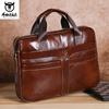 Brand Men's Handbag 100% Leather Briefcase  Large Capacity 14 Inch Laptop Bag Casual Shoulder Crossbody Bag Messenger Bag