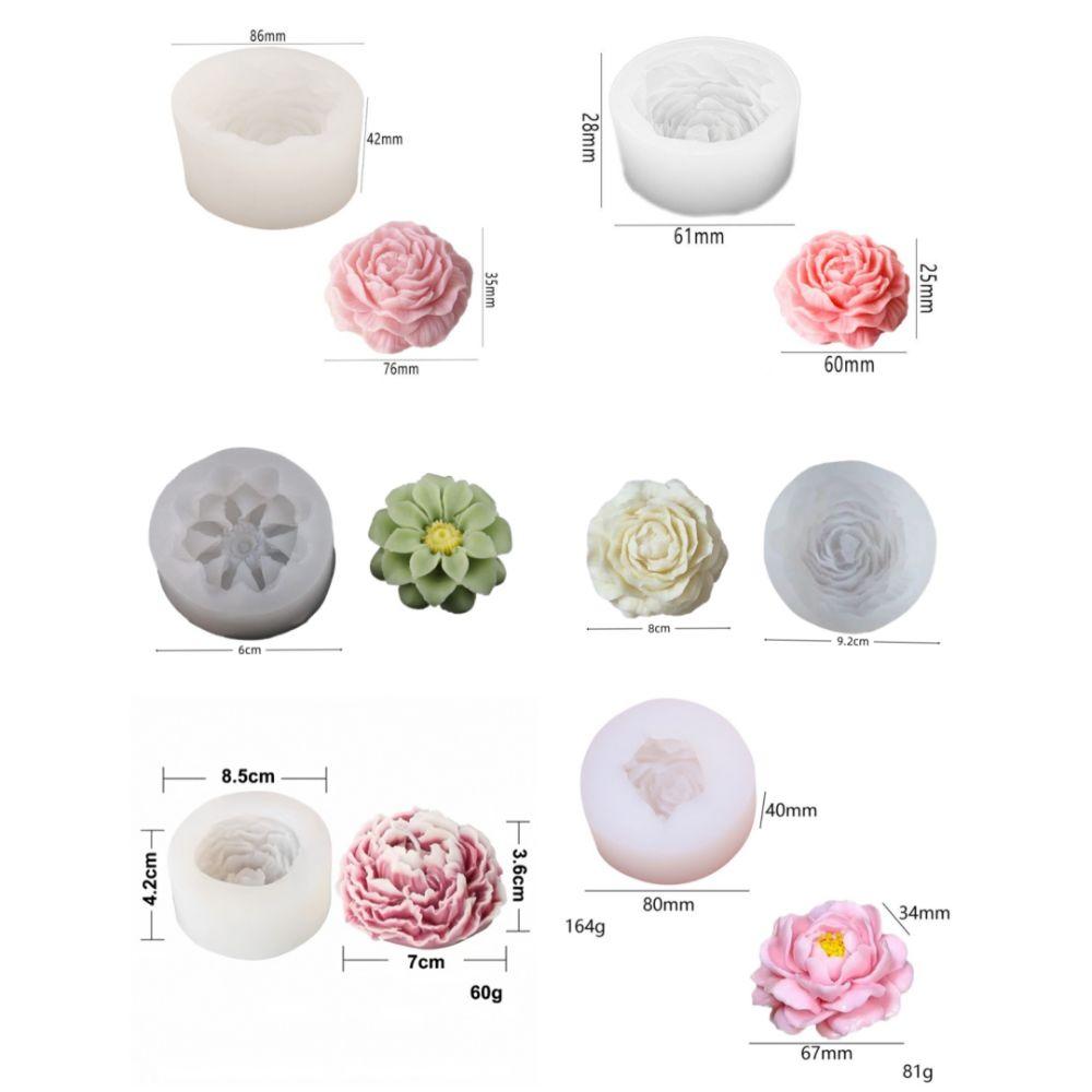 New Silicone Candle Mold 3D Flowers Clear Texture DIY Soap Mould Jasmine Peony Daisy Easy Demold Aromatherapy Mold Home Decor