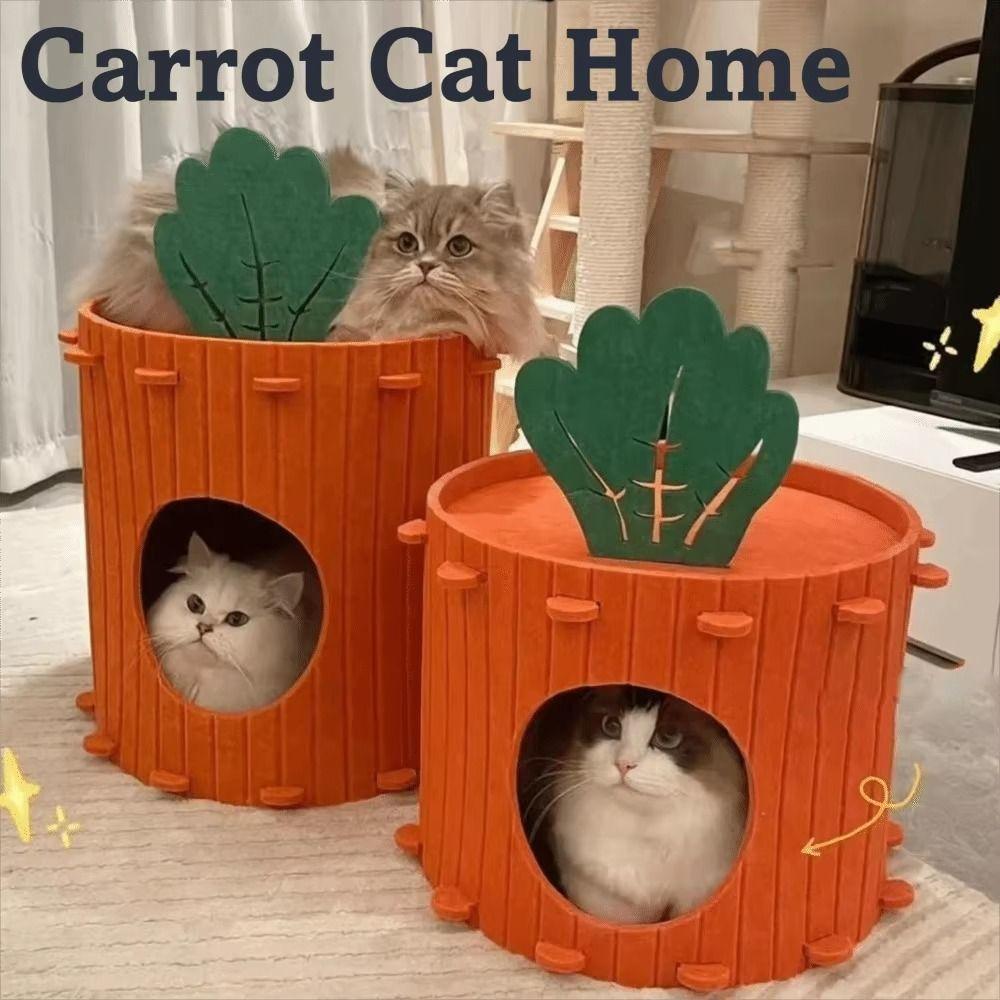Soft & Durable Carrot Cat Nest Wear-resistant Cat Hideaway Cave Pet Cave House  All Season