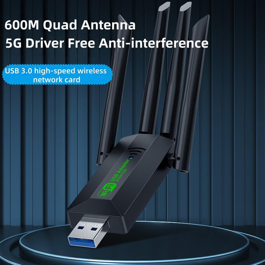 Dual Band 600Mbps WiFi USB Adapter 2.5/5GHz WiFi Dongle USB3.0 Wireless Receiver Driver Free for Win XP/7/8/8.1/10/11 PC/Laptop