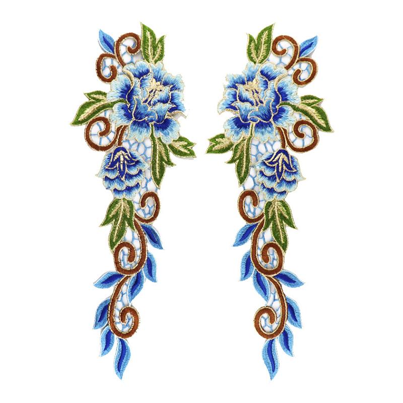 1Pair Dress Embroidered Fabric Sticker Flower Applique Fashion Garment Accessories Sewing DIY Cheongsam Patch Lace Patches