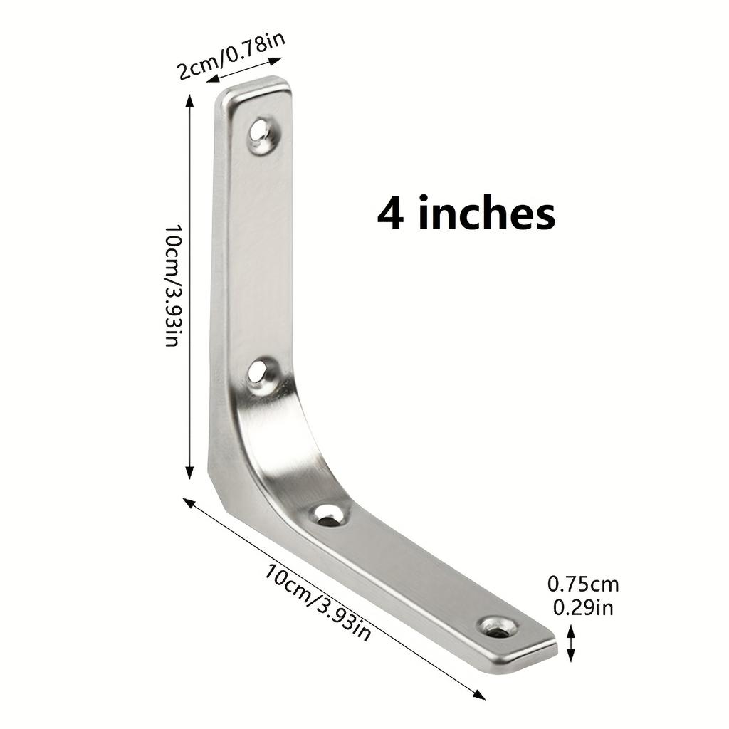 Heavy-Duty Stainless Steel Tripod Bracket - Adjustable Height, Polished Surface,  Suitable for Wall Mounted Shelves