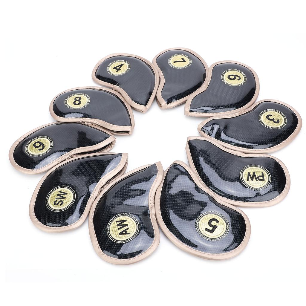 10Pcs Golf Iron Head Covers Sleeve Figure Zipper Sport Pattern Protective PU Waterproof