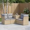 Sofa Set 5 pcs. Beige and Light Grey Poly Rattan and Steel