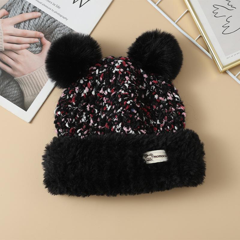 Korean Version of Autumn and Winter Hat for Women's Cute Ear Big Head Wool Hat Fashionable and Versatile Plus Velvet Warm Knitted Hat