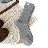 New Autumn And Winter Wool Stacking Socks Children'S Warm Thick Medium Tube Calf Socks Side Cloth Label Vertical Strip Boneless Cotton Socks
