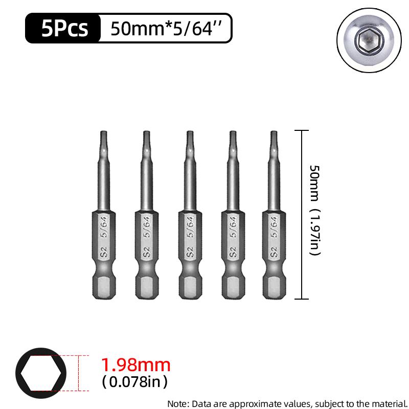 50mm hexagonal șurubelniță biți Imperial magnetică hexagonală Allen cheie burghiu biți inch 5/64-5/16 șurubelniță burghiu electric scule de mână