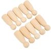 Set of 10 75mm Wooden Peg Dolls, Solid Color Family Figures (75mm Girls)