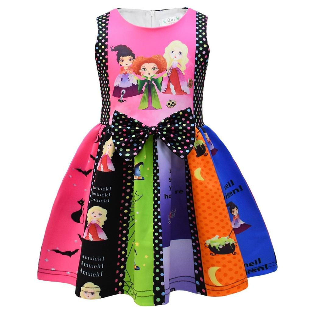 European And American Christmas Halloween Cute Princess Dress Bow 3D Digital Printing Girls Dress