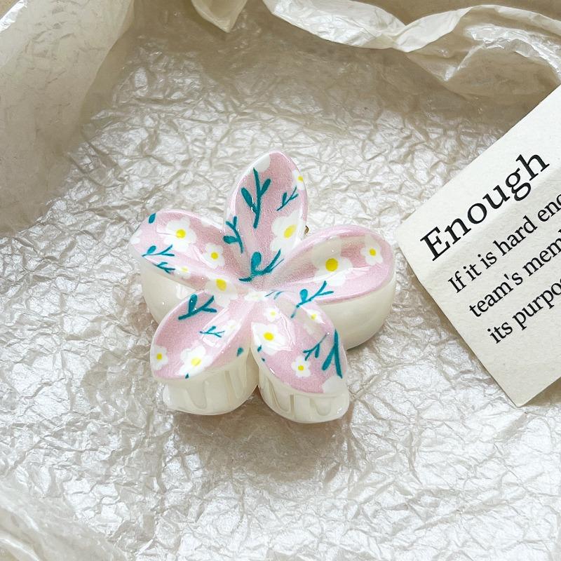 Romantic Frangipani Hair Clips with Printed Hairpins and Flower Hairpins for The Back of The Head