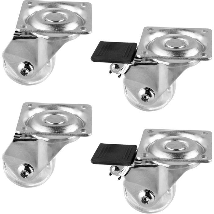 Roulettes - emuca - slip 3 - transparentes - 35 mm - lot de 4