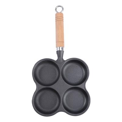 Four Hole Non Stick Cooker Frying Pan Stove Cast Iron Pancake Bacon Steak Oven Kitchen Restaurant Cookware