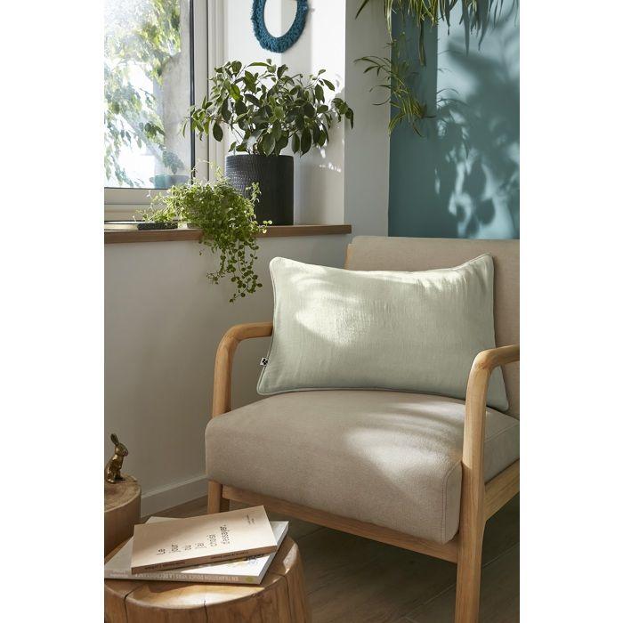 Coussin Déhoussable 40 X 60 Cm GAIA Vert D Eau – Gaze De Coton Avec Passepoil Élégant