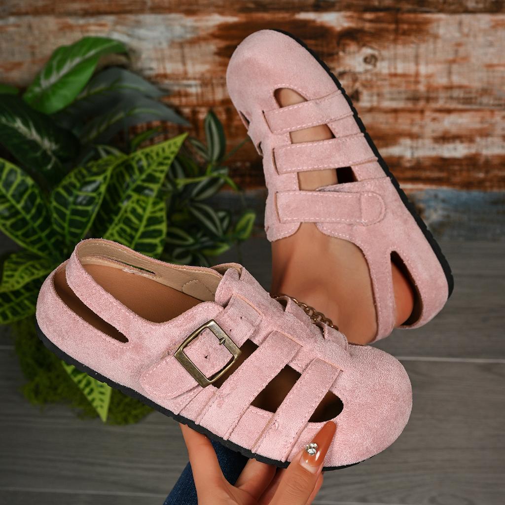 Women Sandals Large Size Flat Roman Style Sandals Women Summer Outdoor Round Toe Shoes Women Hollow Out Design Casual Shoes