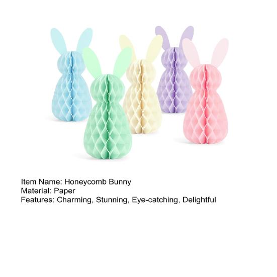 5 Pcs Easter Bunny Honeycomb Centerpiece 3D Paper Rabbit Ornament Spring Easter Party Table Decoration for Home Office Kitchen Decor