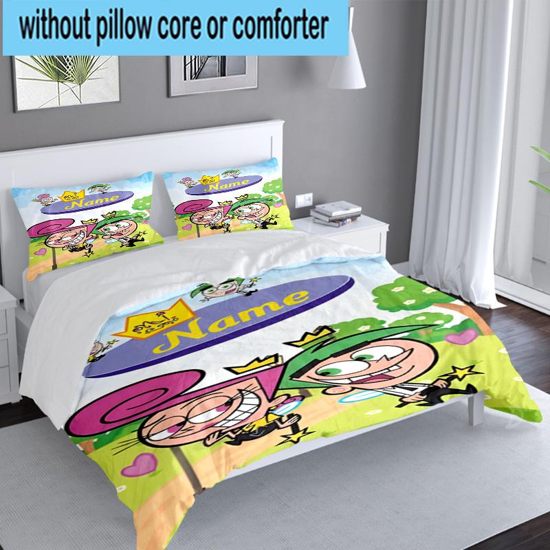 Custom Name 3PCS Friendship Odd-Parents Bedding Set, Including 1pc Duvet Cover And 2pcs Pillowcases, Suitable for Dorms and Bedrooms Gift