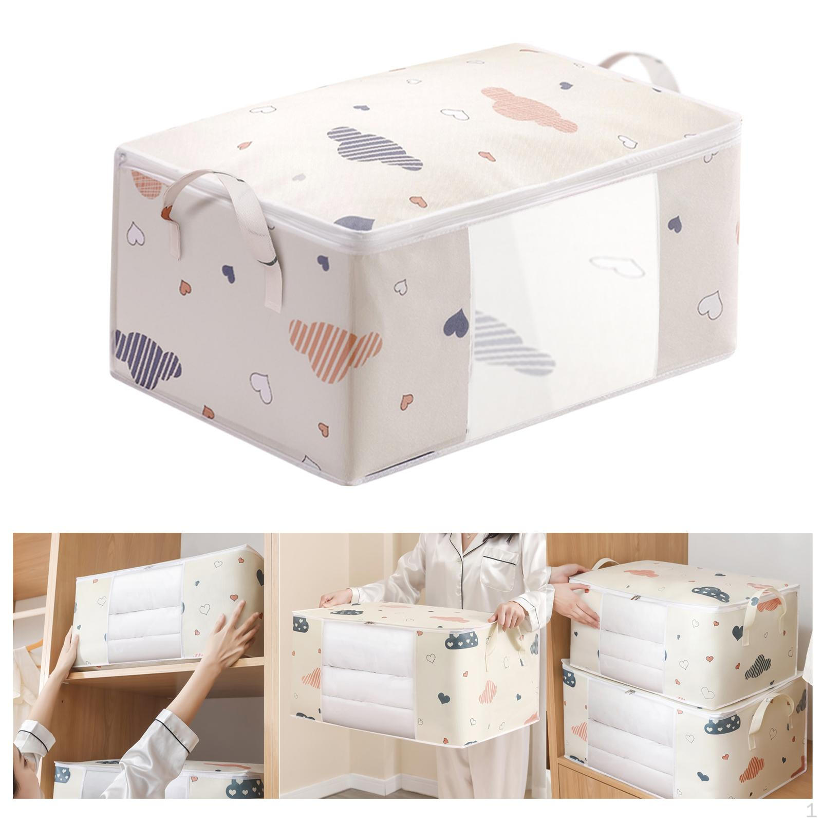 Bag with double layer zipper and Handles Storage Containers Clothes Organizers Sturdy Beige M 739₽