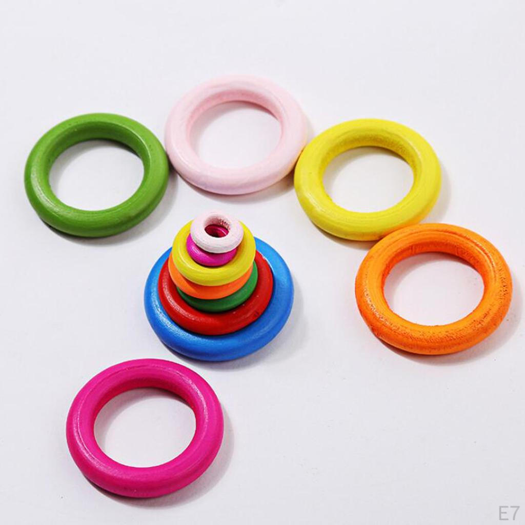 100 Pcs Wooden Ring Teething Rings Children Play