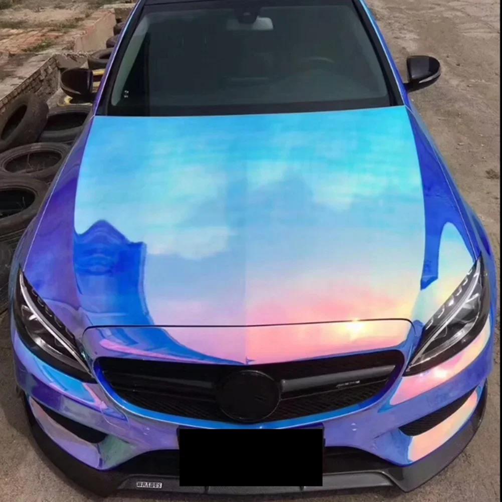 1PCS 50*135cm Colorful Electro Coating Pink/Blue Glossy Car Body Film Color Changing Interior Styling Vinly Wrap Laptop Mobile