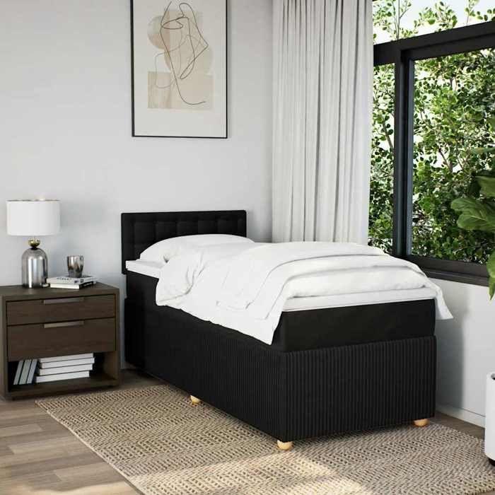 Maison Exclusive - Sommier à lattes de lit avec matelas Noir 100x200 cm Tissu