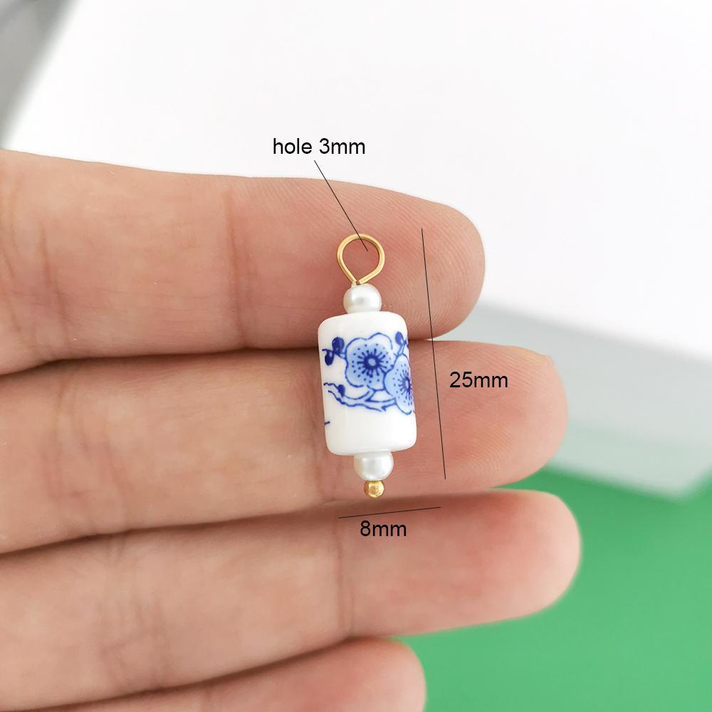 1pc Ceramics Pendant Charm Fish Heart Flower Conch Star Fruits Necklace Stainless Steel Geometric Imitation Pearl